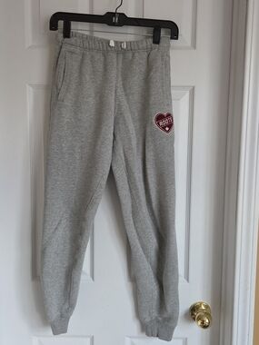 Roots Grey Sweatpants with Maroon Heart Patch